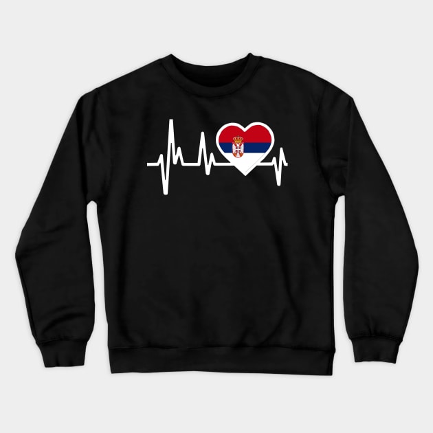 Serbia Heartbeat Flag Crewneck Sweatshirt by Dojaja